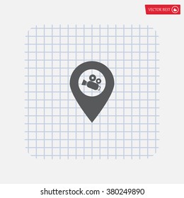 video camera icon map pin 