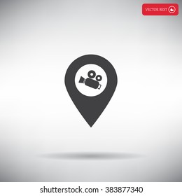 video camera icon map pin 