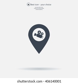 video camera icon map pin 