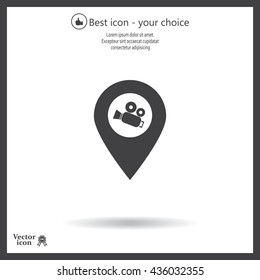video camera icon map pin 