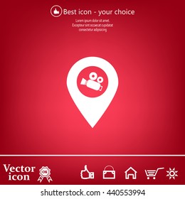 video camera icon map pin 