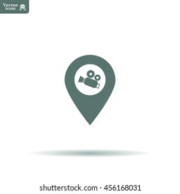 video camera icon map pin 