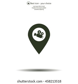video camera icon map pin 