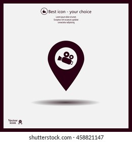 video camera icon map pin 