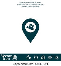 video camera icon map pin 