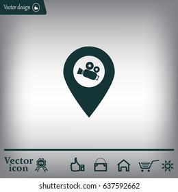 video camera icon map pin 