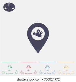 video camera icon map pin 
