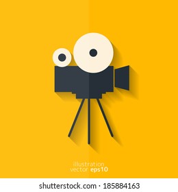 Video camera icon. Media symbol. Flat design.