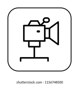Video Camera Icon. Movie Recording. Video Filming concept. Editable stroke flat icons. Simple thin line art logo. Black outline button. Vector illustration. 