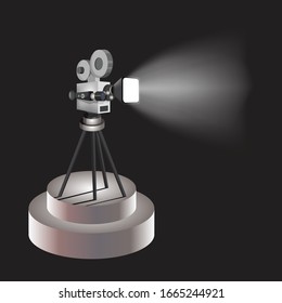 Video camera icon on a black background
