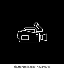 Video Camera Icon On Black Background