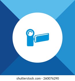 Video Camera Icon on Blue Background. Eps-10.