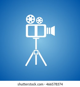 Video Camera Icon on blue color. 