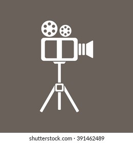 Video Camera Icon on Dark Gray Color. Eps-10.