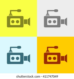 Video Camera Icon on Four Different Backgrounds. Eps-10.