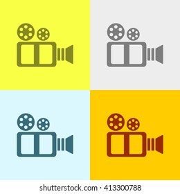 Video Camera Icon on Four Different Backgrounds. Eps-10.