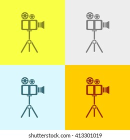 Video Camera Icon on Four Different Backgrounds. Eps-10.