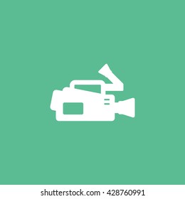 Video Camera Icon On Green Background