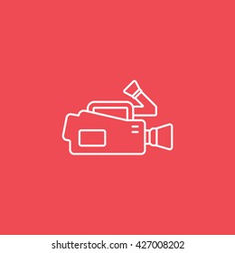 Video Camera Icon On Red Background