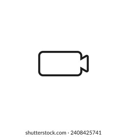 Icono de cámara de video en fondo blanco.
