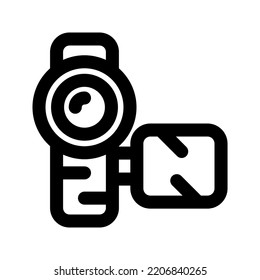 video camera icon, outline style, editable vector