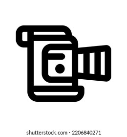 icono de cámara de vídeo, estilo de contorno, vector modificable