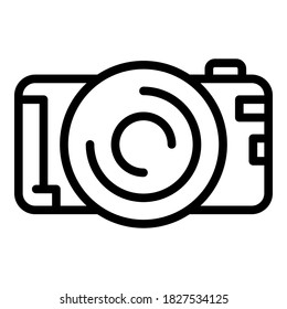 Video camera icon. Outline video camera vector icon for web design isolated on white background
