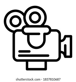 Video camera icon. Outline video camera vector icon for web design isolated on white background