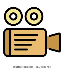 Video camera icon. Outline video camera vector icon color flat isolated