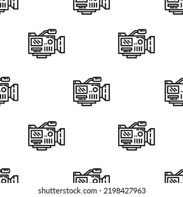 video camera icon pattern. Seamless video camera pattern on white background.