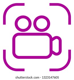 Video camera icon in purple focus. White background