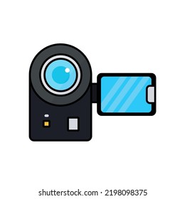 Video camera icon. Icon related to electronic, technology. Lineal color icon style, colored. Simple design editable