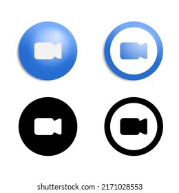 Video camera icon set. Flat and 3d video camera icons. Vector stock illustration.