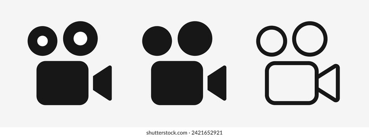 Conjunto de iconos de la cámara de vídeo. Iconos planos y de línea de la cámara. Vector