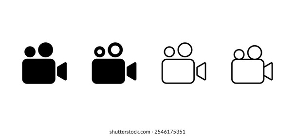 Video camera icon set in generic style. Film, movie sign symbol