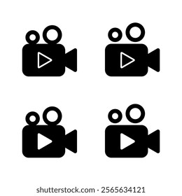 Video camera icon set in generic style. Cinema, movie sign symbol