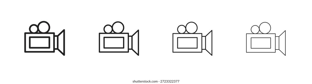 Video camera icon set, Illustration, Black
