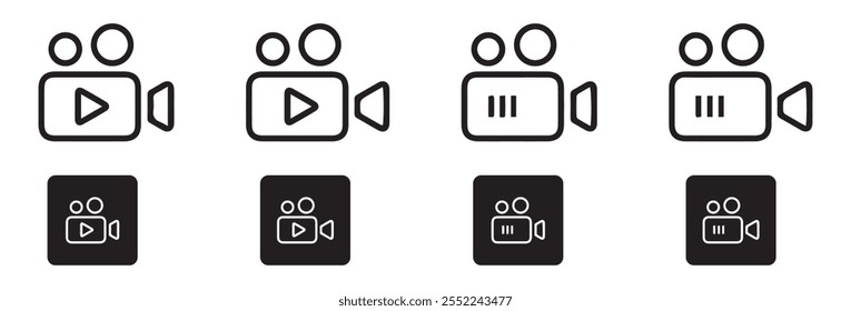 Video Conjunto de iconos de cámara. Icono del logotipo de la cámara. Video Vector de grabadora. Ilustración vectorial EPS 10