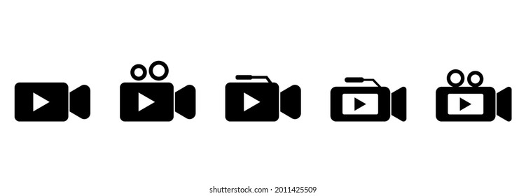 video camera icon set, video camera on a tripod icon set vector sign symbol