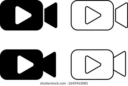 video camera icon set. Play buttons sign. User profile icon symbol. Social media elements. media player button icons
