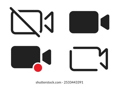 Video camera icon set. Video camera sign. Movie camera icon. Vector illustration.