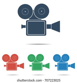 Video camera icon set - simple flat design isolated on white background, vector