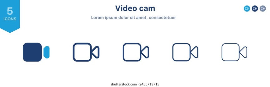 Video-Kamera-Symbol-Set. Kamera-Video-Streaming-Symbol-Button - Video-Anruf-Symbol Web-Symbol	
