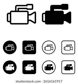 Video camera icon set vector collection for filming recording media production streaming app and digital interface design