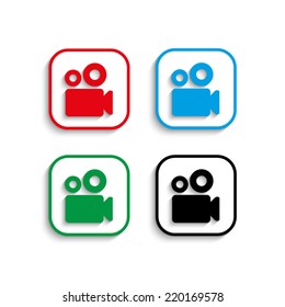  Video camera icon with shadow