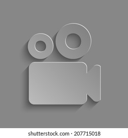  Video camera icon  with shadow on a grey background