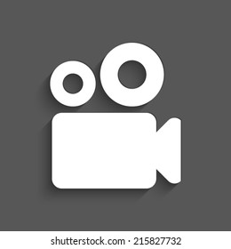  Video camera icon with shadow on a grey background