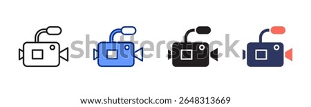 Video Camera icon sheet multiple style collection