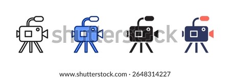 Video Camera icon sheet multiple style collection