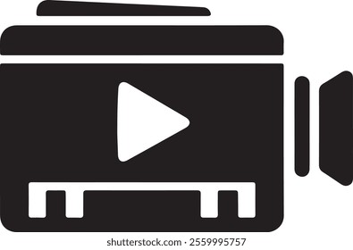 Video camera icon silhouette vector on a white background.
